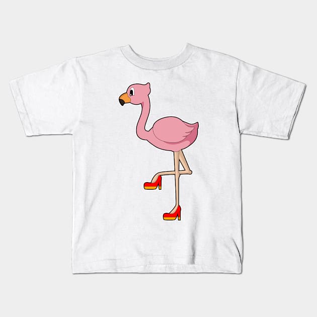 Flamingo High heels Kids T-Shirt by Markus Schnabel